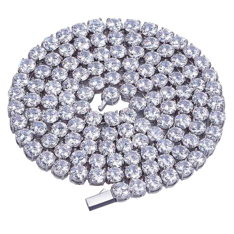 JINAO 18k Gold Plated 1 Row 6MM Lab Simulated Diamond Iced Out CZ Chain Men's Hiphop Tennis Necklace Chain - Image 1